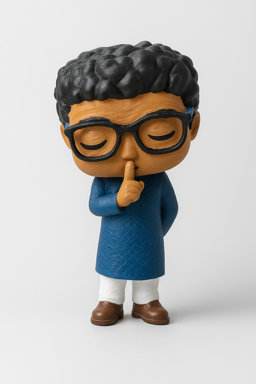 Personalised chibi figurine in a blue kurta, hand-painted to match the customer's outfit